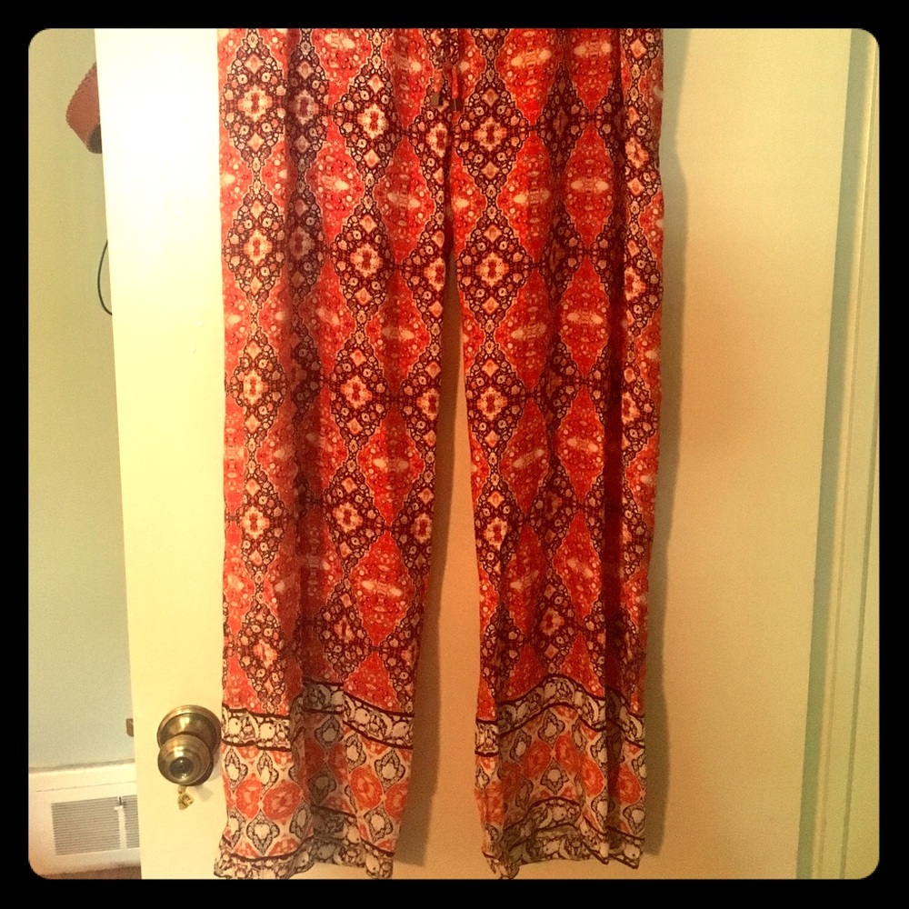 Bohemian flowy elastic waist pants
